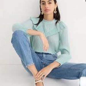 J. Crew Crinkle-Chiffon V-Detail Top